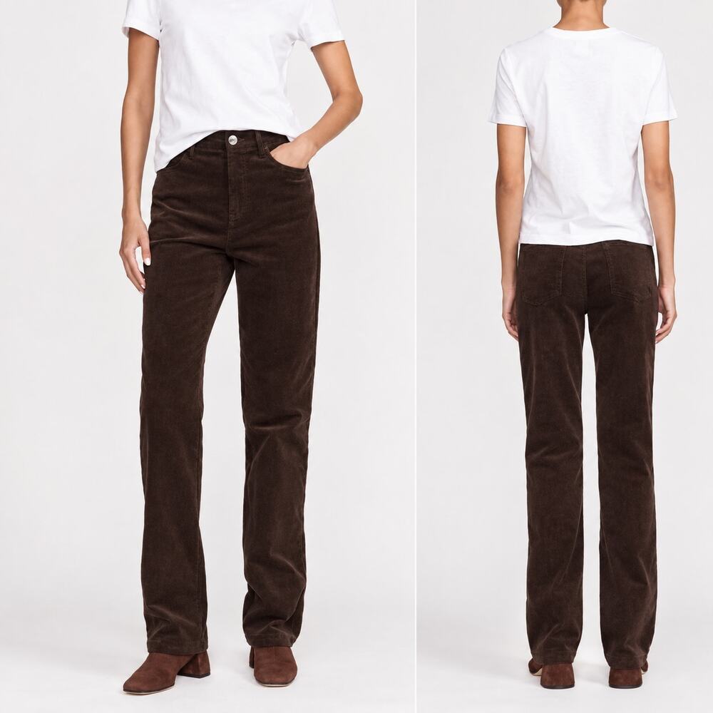 STAUD Women's Chisel Corduroy Straight Leg Pant Brown Mahogany 8